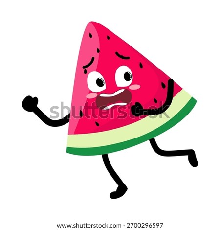 Cute Hand Drawn Watermelon Running Away Terrified