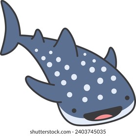 Tiburón ballena dibujado a mano, aislado de fondo blanco. Ilustración vectorial.