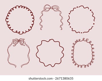 Cute Hand Drawn Whimsical Circle And Oval Frames Set Vector Design