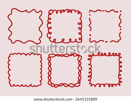 Cute Hand Drawn Whimsical Square Frames Set Vector Design