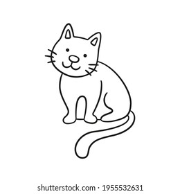 Cute hand drawn white cat. Kitty doodle icon. Hand drawn isolated vector illustration on white background