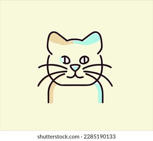 Cute Hand Drawn White cat Vector Illustration. Cute Cat sketch art illustration on ping Background. Simple Sketched Hare ideal for Cards, Posters, Wall Art. T shirts.