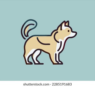 Cute Hand Drawn White dog Vector Illustration. Cute dog sketch art illustration on blue Background. Simple Sketched Hare ideal for Cards, Posters, Wall Art. T shirts.