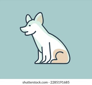 Cute Hand Drawn White dog Vector Illustration. Cute dog sketch art illustration on blue Background. Simple Sketched Hare ideal for Cards, Posters, Wall Art. T shirts.