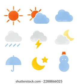 Cute hand drawn wind weather icon set.Easy-to-use vector material.There are other variations as well.