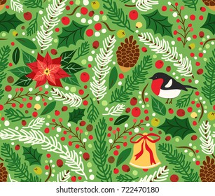 Cute hand drawn winter holidays seamless pattern