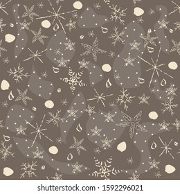 Cute Hand Drawn Winter Pattern. Seamless Pattern. Vector Illustration