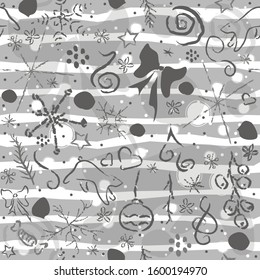 Cute Hand Drawn Winter Pattern. Seamless Texture. Vector Illustration