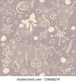 Cute Hand Drawn Winter Pattern. Seamless Pattern. Vector Illustration