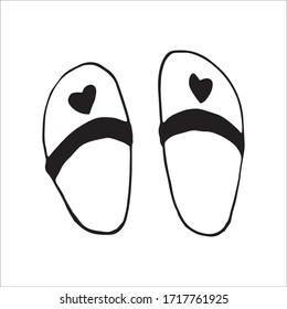 Cortas zapatillas calientes de invierno dibujadas a mano. Ilustración vectorial Doodle para tarjetas de felicitación, carteles, pegatinas y diseño estacional. Aislado sobre fondo blanco