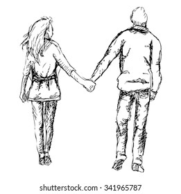 Couple Walking Sketch Images Stock Photos Vectors Shutterstock