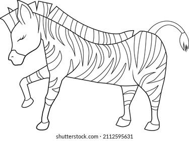 Cute hand drawn Zebra Animal Isolated In a white background vector illustration