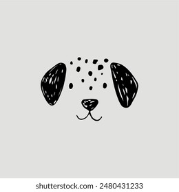 Cute hand drawndog face. Illustration with pet in doodle style