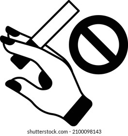 Cuto de agujeros de mano con el concepto de frenado de señalización, no se permite fumar en espacios públicos Diseño de iconos vectores, Sin símbolo de día de tabaco, Signo de dejar de fumar, Cigarrillo o material de fumadores Ilustración