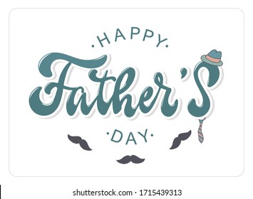 cute hand lettering quote for the Father's day decorated with doodles on white background. Good for posters, banners, prints, cards, logos, signs, etc. Festive typography inscription. EPS 10