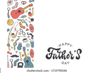 Cute hand lettering quote for Father's day decorated with border created from doodles on white background. Perfect for banners, prints, cards, posters, etc. EPS 10