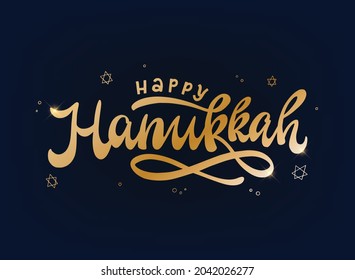 cita con letras de mano tierno 'Happy Hanukkah' para tarjetas de felicitación, carteles, impresiones, carteles, invitaciones, carteles, pegatinas, etc. EPS 10