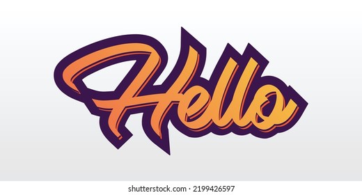 cute hand lettering quote 'Hello' for prints, stickers, banners, cards. calligraphy phrase. typography background. vector design