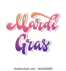 cute hand lettering quote "Mardi Gras" on white background. perfect for posters, banners, prints, logos, invitations, greeting cards, etc. Festive typography inscription. EPS 10