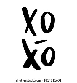cute hand lettering quote 'xo xo' for hugs and kisses on white background. Good for t-shirt and mug prints, posters, cards, stickers, signs, etc. EPS 10