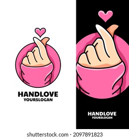 cute hand love logo design