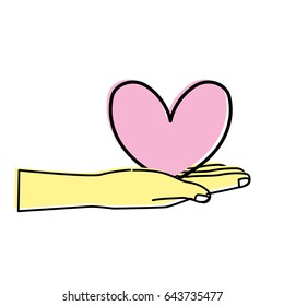 cute hand with nice heart over