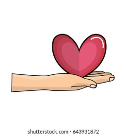 cute hand with nice heart over