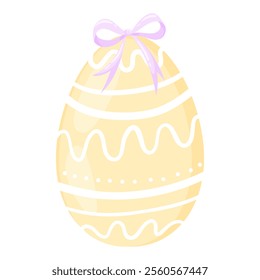 Cute hand painted easter egg isolated on white background. Design elements for easter holiday cards. Pastel easter egg with different patterns