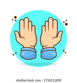 Ilustración del Vector de Oro Mano Cuta. Moslem Hand Pray en el Concepto de Icono Ramadán. Estilo de caricatura plano adecuado para adhesivos, papel tapiz, iconos, etc.