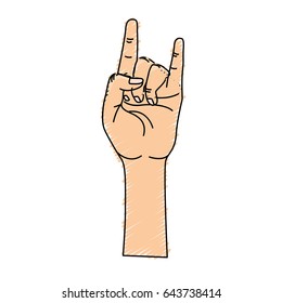 cute hand up with rock symbol