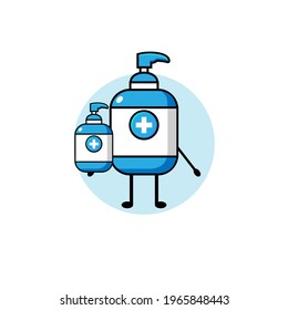 Cute hand sanitizer vector design carrying hand sanitizer
