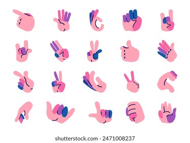 Cute Hand Sign Element Set