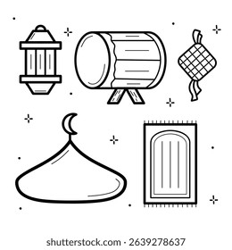 CUTE HAND-DRAWN ALL ABOUT ISLAMIC DECORATION CULTURE DOODLE ILLUSTARTION