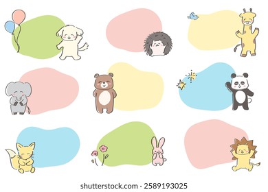 Cute hand-drawn animal frame set
