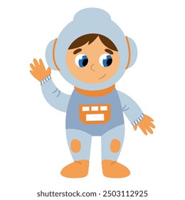 Cute hand-drawn astronaut. White background, isolate