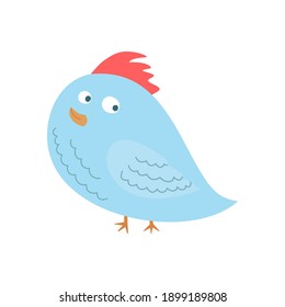 Ein süßer handgezeichneter Vogel steht einzeln auf weißem Hintergrund. Vektorgrafik zum Erstellen von Designs für den Valentinstag, Hochzeitkarten, Kinderferien.