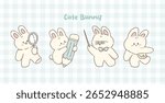 Cute Hand-Drawn Bunny Character Set