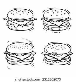 Feiner handgezeichneter Burger im Doodle-Stil. Burgers Illustration