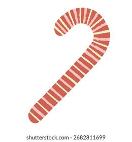 Ilustración linda del bastón de caramelo dibujado a mano
