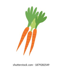 A cute hand-drawn carrot in childish style. Vector isolated illustration.