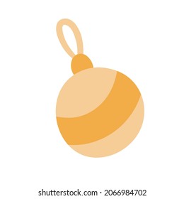 cute hand-drawn cartoon golden Christmas tree toy with a star. vector image isolated on a white background