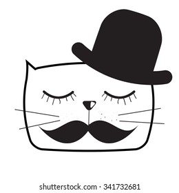 Cute Handdrawn Cat Vector Illustration EPS10