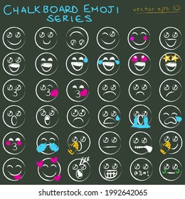 Cute hand-drawn chalkboard emoji set. Royalty-free.