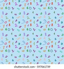 Cute hand-drawn child seamless pattern with numbers