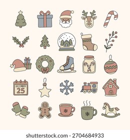 Cute Hand-Drawn Christmas Holiday Elements Collection