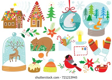 cute hand-drawn Christmas set