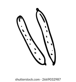 Ilustração de imagem de pepino bonito desenhado à mão