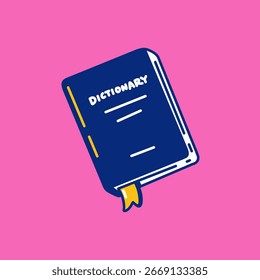 Cute Handdrawn Dictionary Illustration with Bookmark for Educational Material