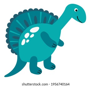 Cute hand-drawn dinosaur on a white isolated background. Illustration for children. Vector.