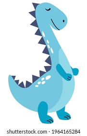Cute hand-drawn dinosaur on a white isolated background.	